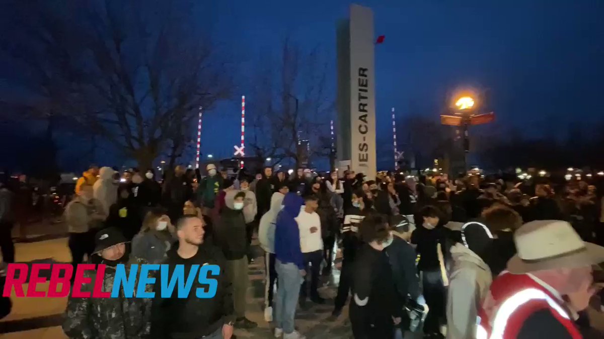 Happening now: Protesters protesting the curfew in Montreal, Quebec