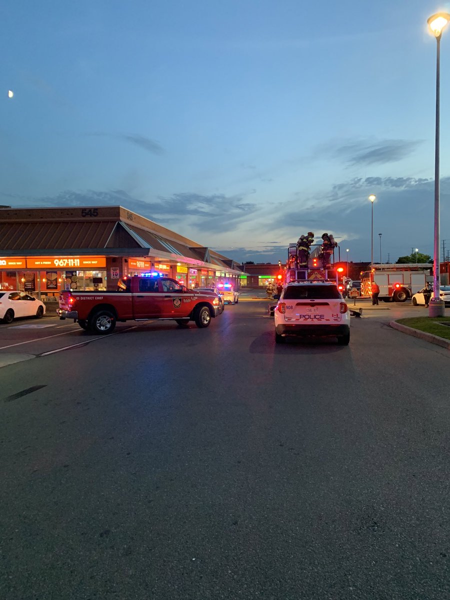 Scene at a commercial property fire in the area of Steeles Ave W and McLaughlin Rd.