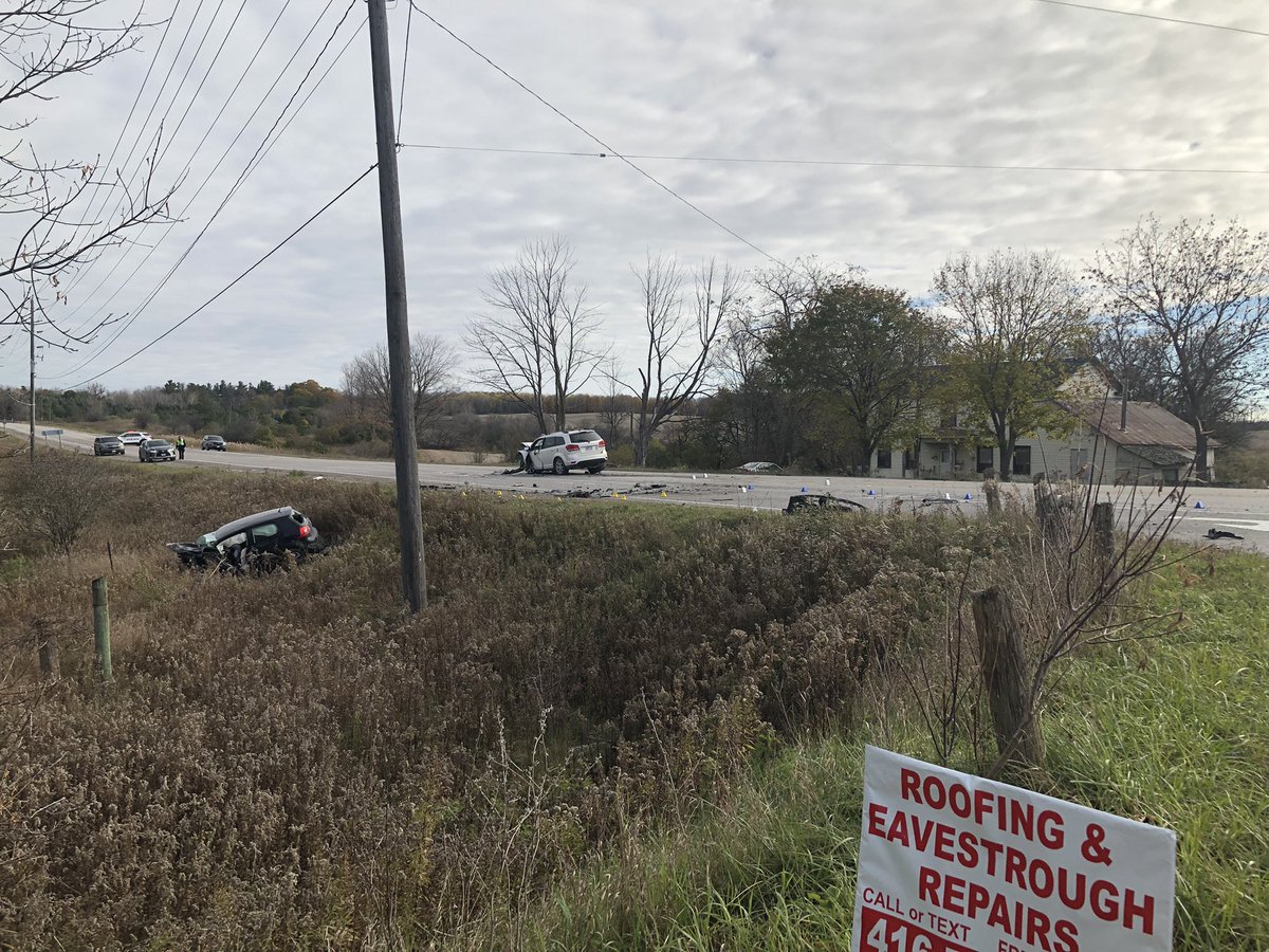 Fatal crash has closed Hwy. 27 at Concession Rd. 2 in Uxbridge, Ont. Police and emergency responders on scene. One person pronounced dead at scene. Another taken to hospital