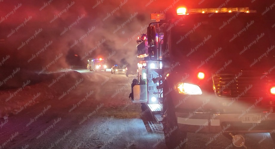 Late night vehicle fire in Memramcook, NB Saturday night. Van totally destroyed. No injuries reported and incident under investigation by RCMP