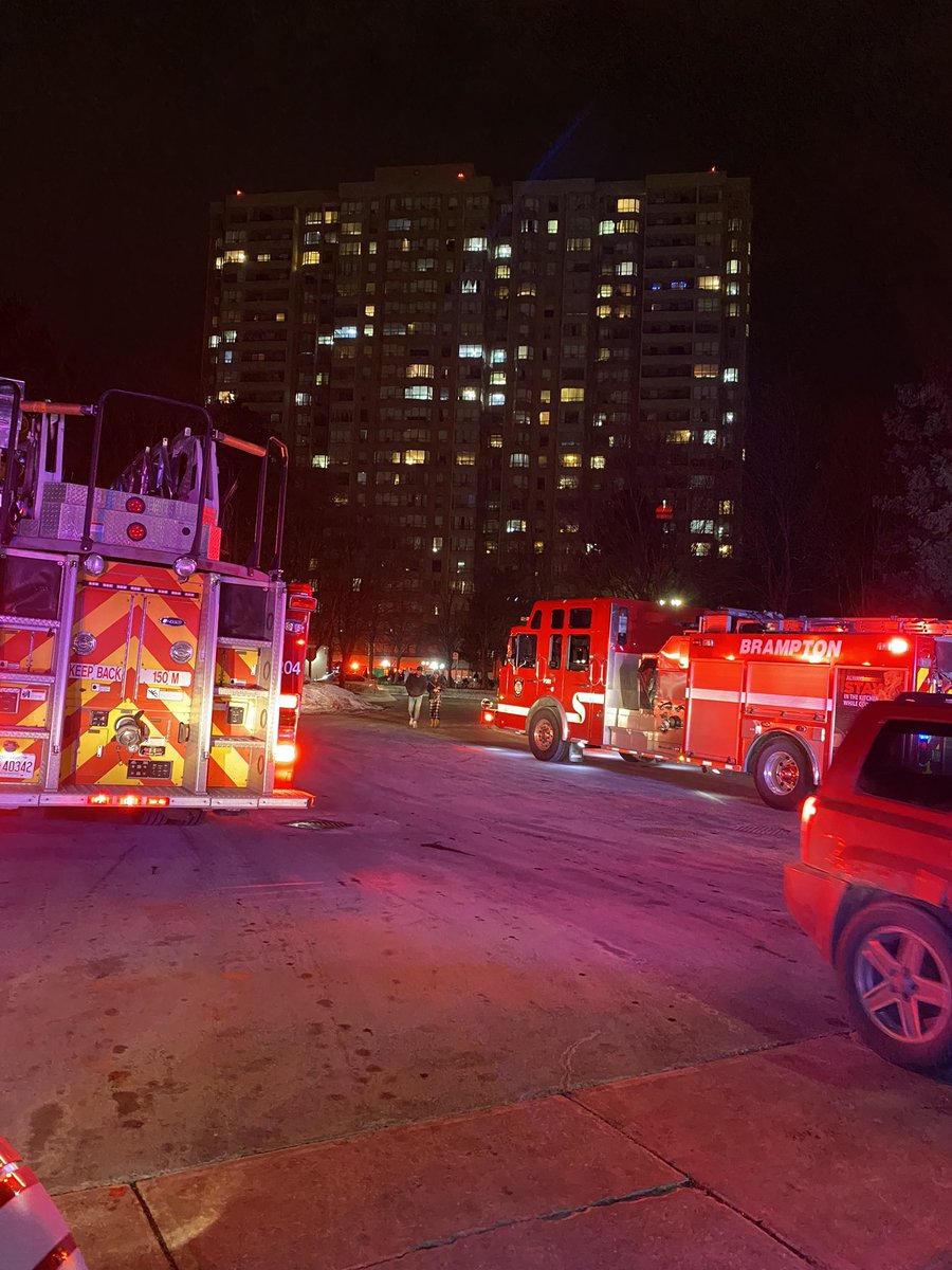 Fire crews on scene for a fire in the stairwell of a high rise in the area of Malta Ave and Sir Lou Dr. no injuries reported.we are in the process of clearing smoke and assisting tenants back to their units.