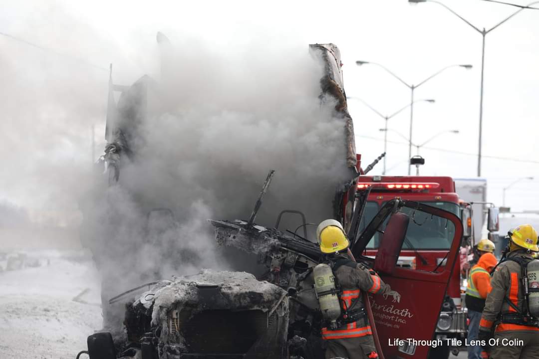 Clarington Emergency & Fire Services responded to a tractor-trailer fire on the 115 just north of the 8th Con in the northbound lanes   No injuries 