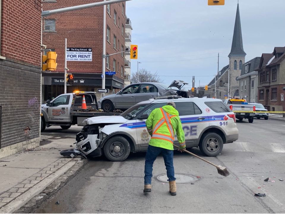 COLLISION INVESTIGATION    At approximately 3:53pm on March 16th 2022 Ottawa Emergency crews responded to the area of King Edward & Stewart St for reports of a vehicle collision involving an Ottawa Police vehicle.  Injuries are unknown at this time, investigation continues