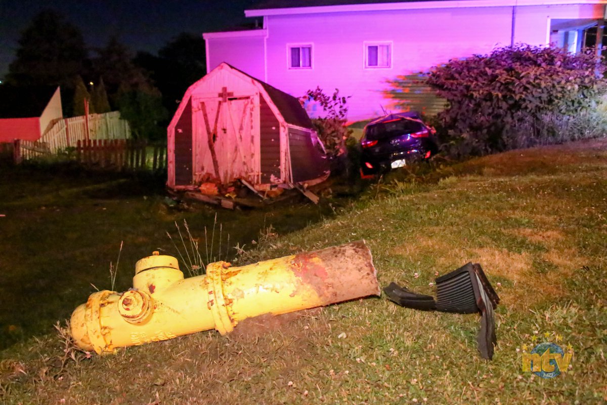 There were no injuries reported following a single-vehicle crash on Blackmarsh Road shortly before 3 a.m. The driver reportedly fled the scene on foot.  A fire hydrant was cracked off, and a shed nearly destroyed, before the car came to rest against a house