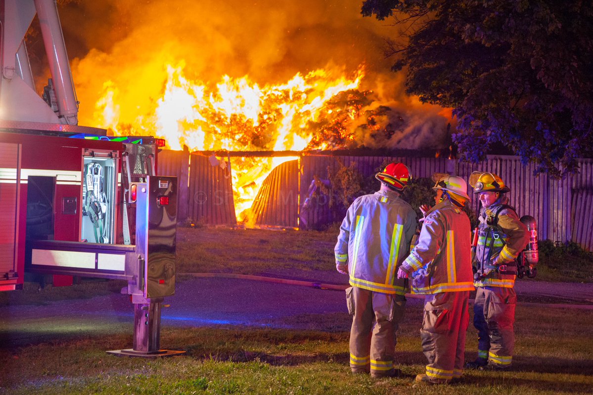 Lincoln A few scene photos from the barn fire on Mountainview Road tonight. Crews still remain on scene at the time of this tweet.   Album to come in the next couple of days  