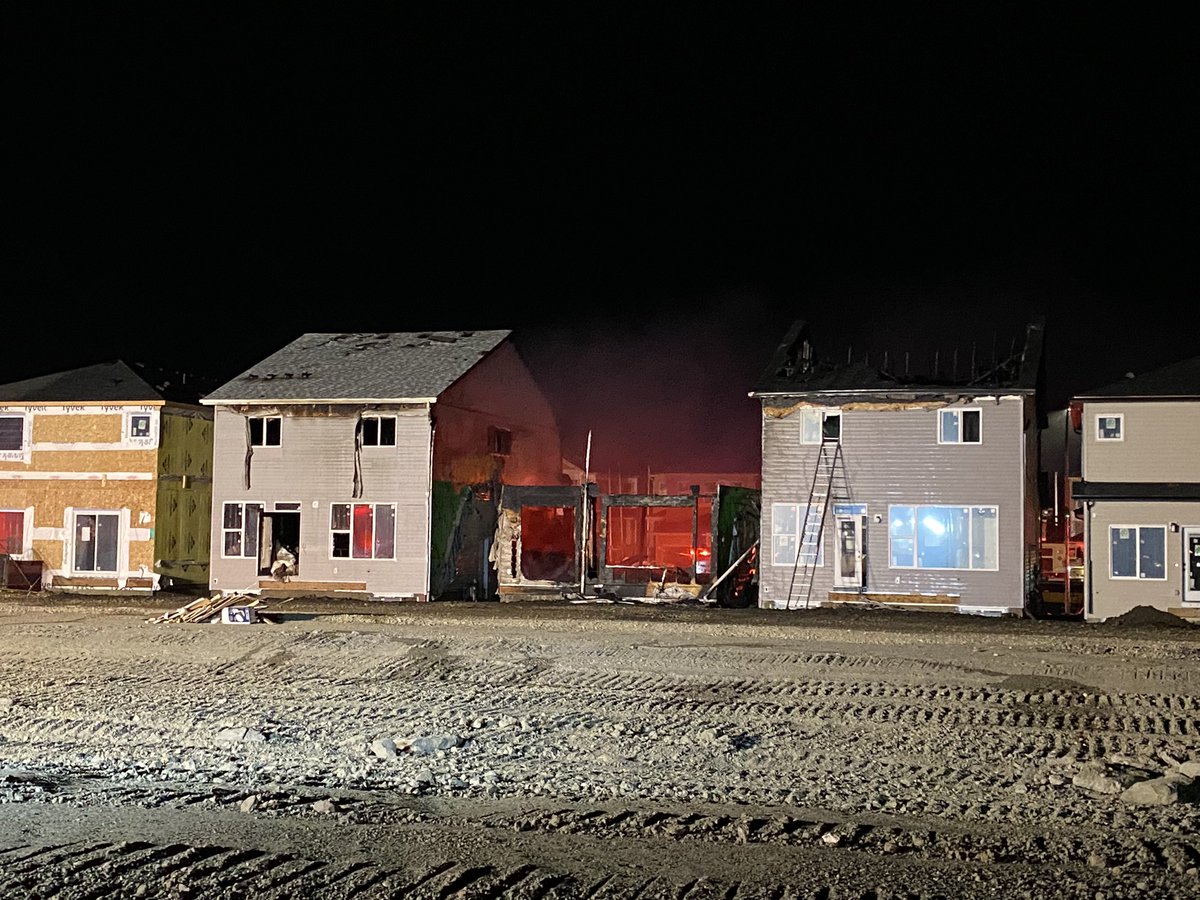 Fire crews on the scene of a two alarm blaze in Cornerstone. The homes here appear to all be in varying stages of construction.  At least three homes damaged, one is completely destroyed.   No injuries reported according to EMS