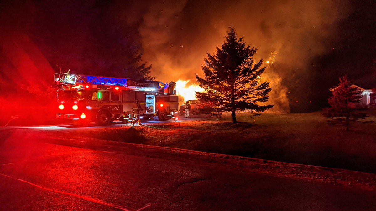 The second fire was Century Rd E at approx 02:15 where multiple 911 callers reported a fire in an attached garage of a home. The home was fully involved in smoke & flames upon arrival. A partial roof collapse caused a major hazard for Firefighters on scene