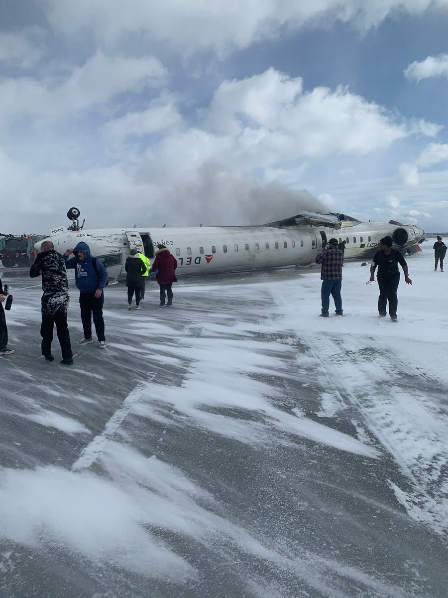 Toronto Pearson is aware of an incident upon landing involving a Delta Airlines plane arriving from Minneapolis. Emergency teams are responding. All passengers and crew are accounted for