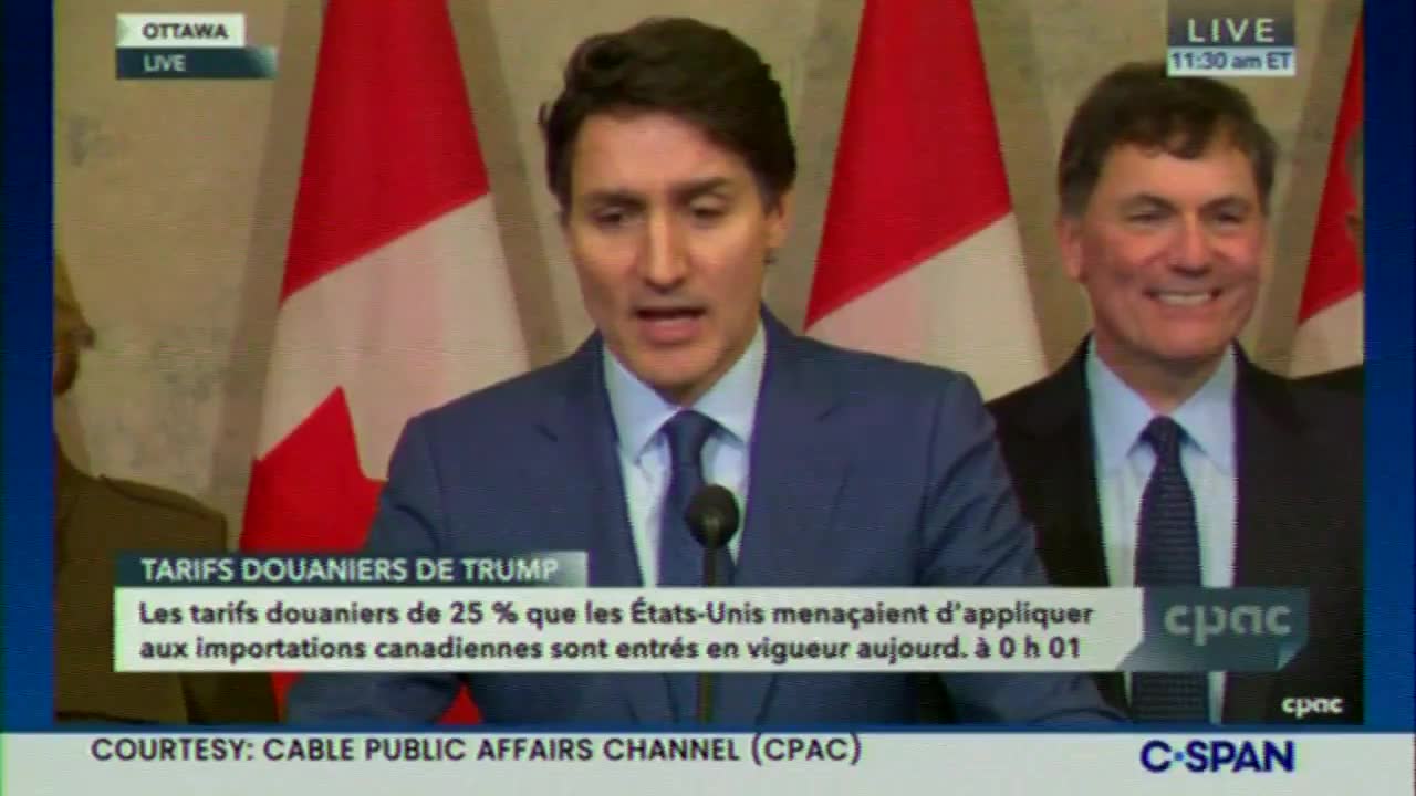 Trudeau: I heard he talked about banking again this morning in a tweet, which doesn't make any sense because 16 banks are currently active in Canada holding about $113b worth of assets in this country, so American banks are alive and well and prospering in Canada. It's an example of not really being able to see what he wants ... what he wants is to see a total collapse of the Canadian economy, because that'll make it easier to annex us.