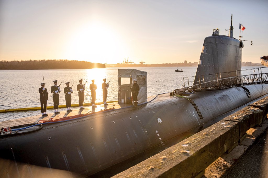 French nuclear attack submarine FS Tourville docked in Halifax, Nova Scotia