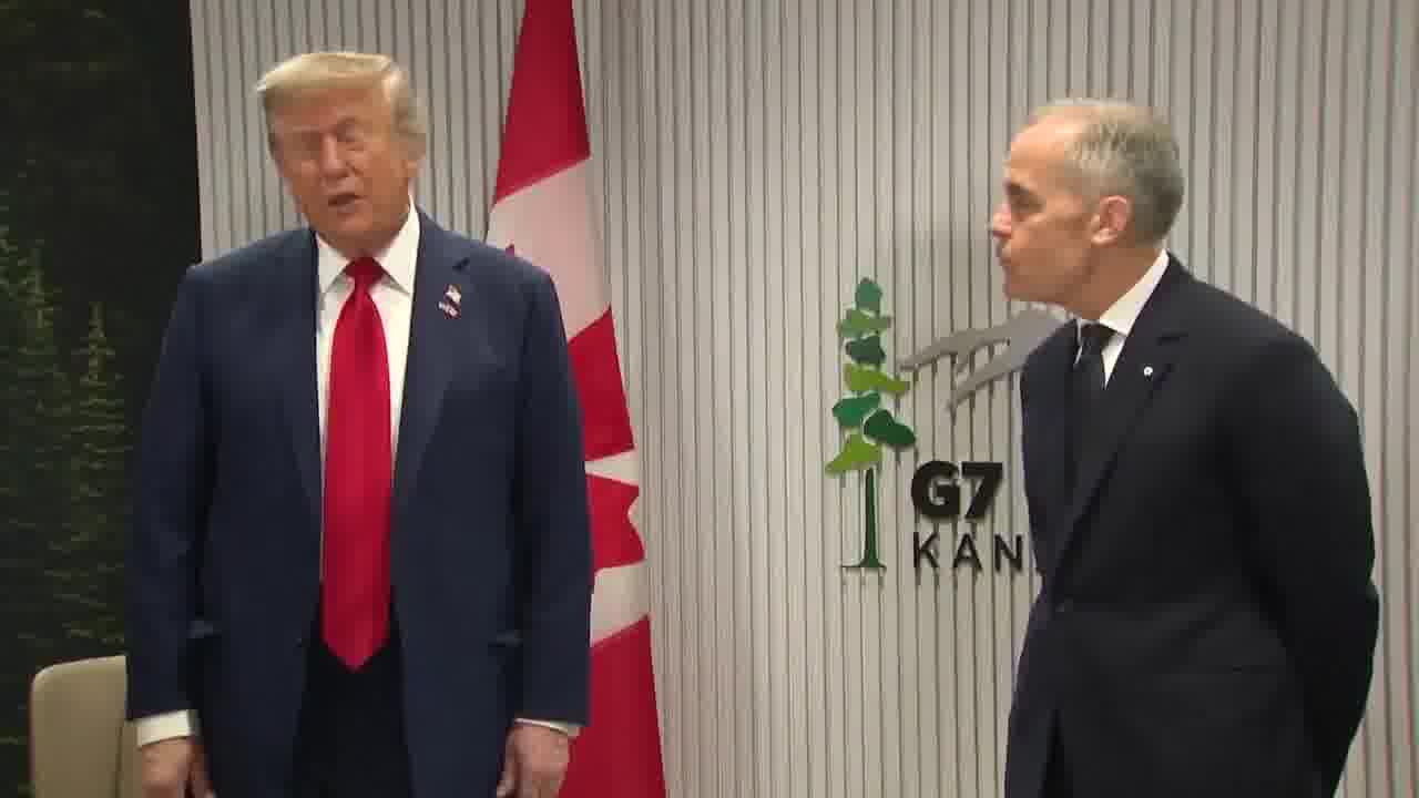 .@POTUS meets with Canadian Prime Minister @MarkJCarney at the G7 Summit: We've developed a very good relationship and we're going to be talking about trade and many other things.