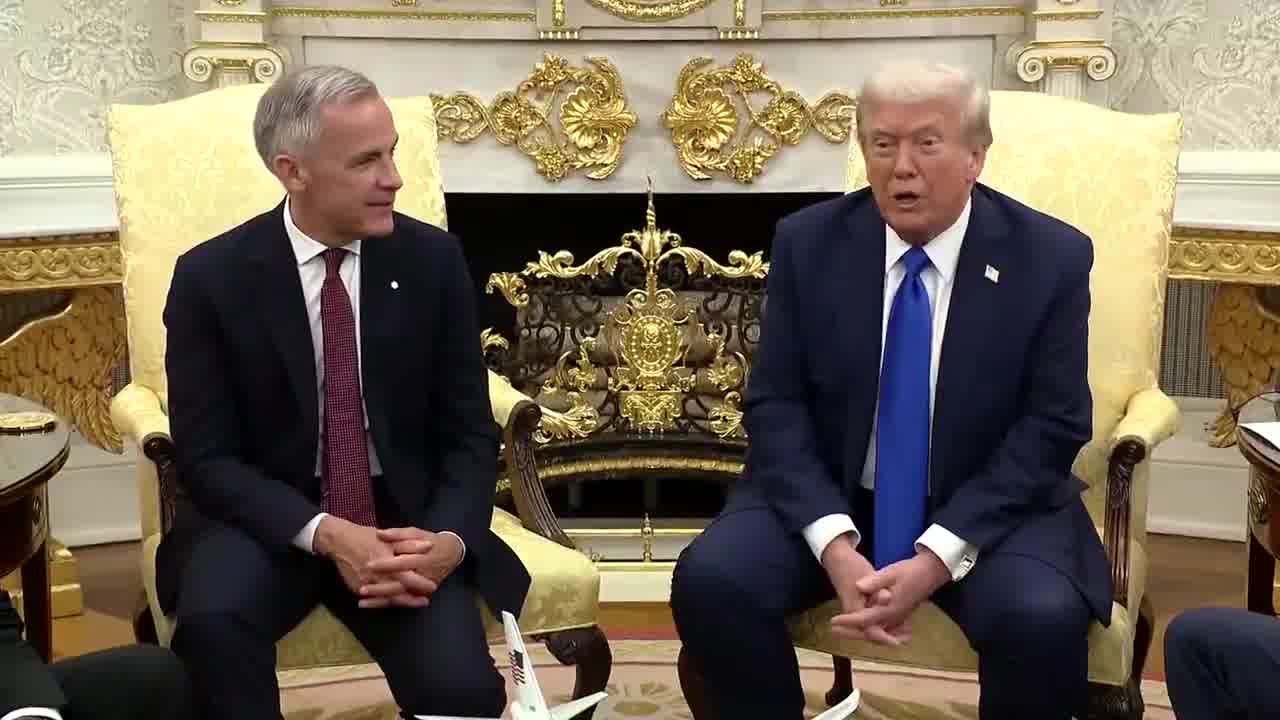 Question: You said Carney is a great man and you want to do a deal with Canada, then why aren't you? TRUMP: Because I want to be a great man too