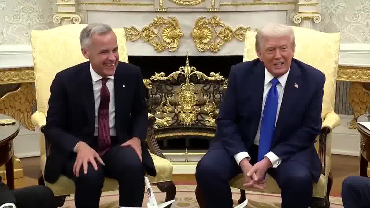 Question: You said Carney is a great man and you want to do a deal with Canada, then why aren't you? TRUMP: Because I want to be a great man too