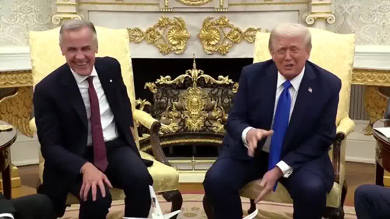 Question: You said Carney is a great man and you want to do a deal with Canada, then why aren't you? TRUMP: Because I want to be a great man too