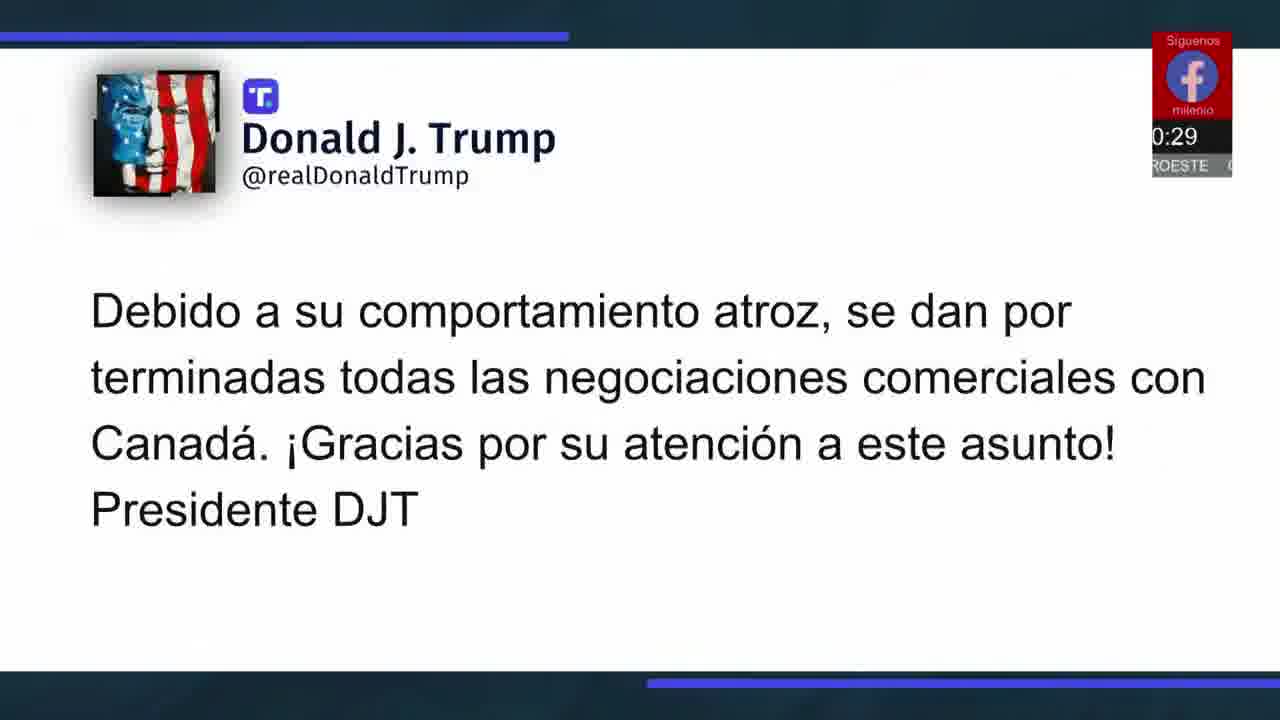 President Donald Trump announced he will end all trade negotiations with Canada due to the recent airing of television ads protesting U.S. tariffs.