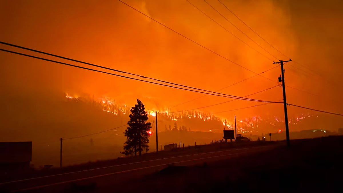 In Canada, a serious wildfire is tearing through the Okanagan and forcing the whole town of Summerland, British Columbia, to evacuate under a state of emergency. The Bald Range fire blew up fast overnight, exploding to 5,000 hectares